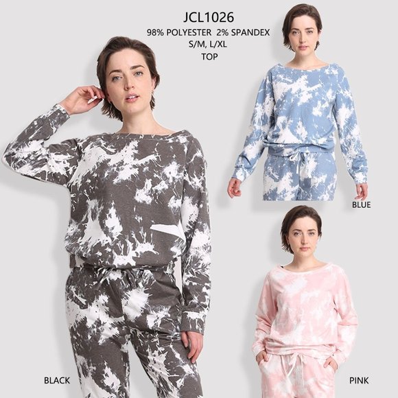 COPY - WOMENS PINK/WHITE TIE-DYE  OFF-THE-SHOULDER SWEATER - NWT - SZ:S/M, L/XL - Picture 13 of 13